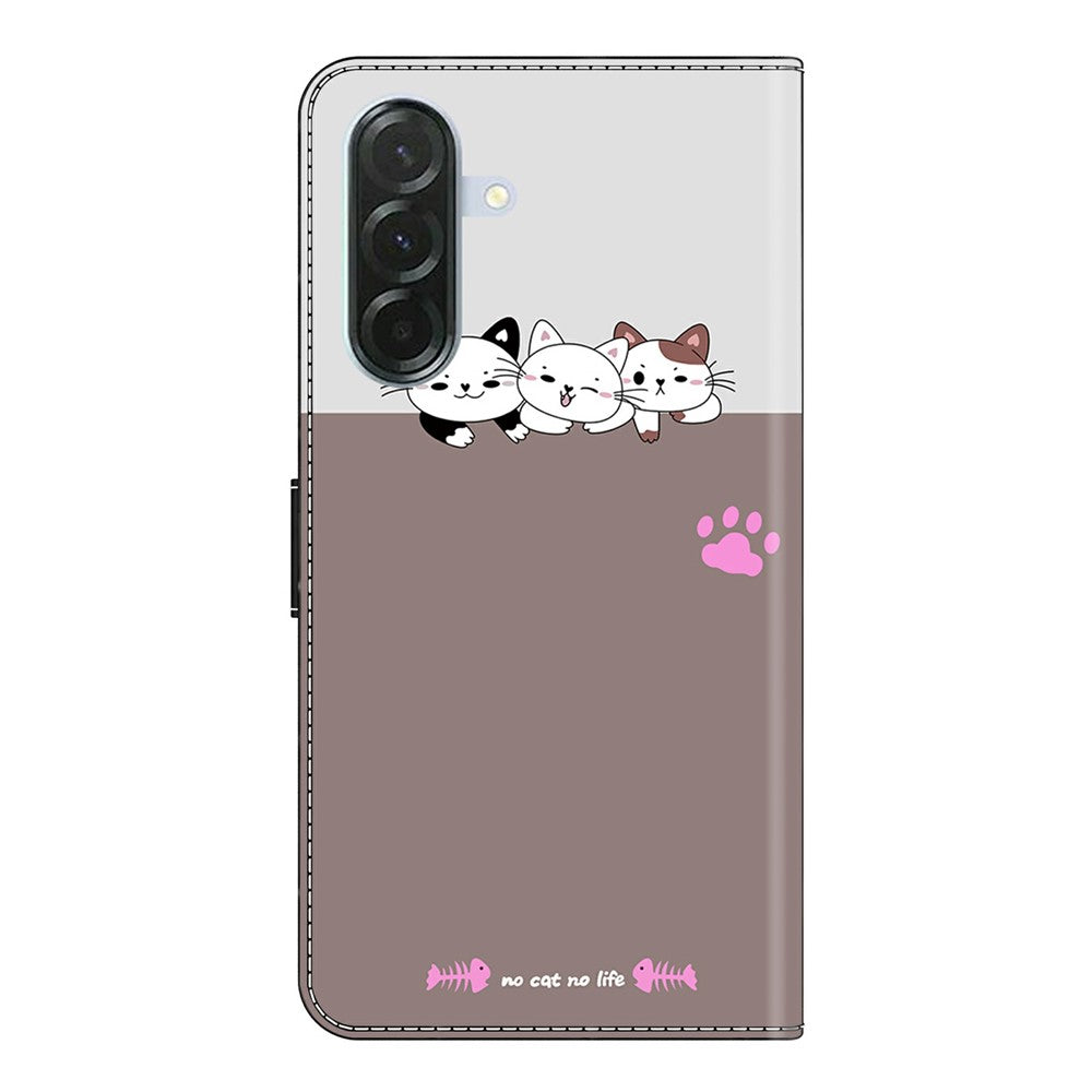 For Samsung Galaxy A57 5G Case Foldable Stand Wallet Pattern Printing PU Leather Flip Phone Cover - Cats