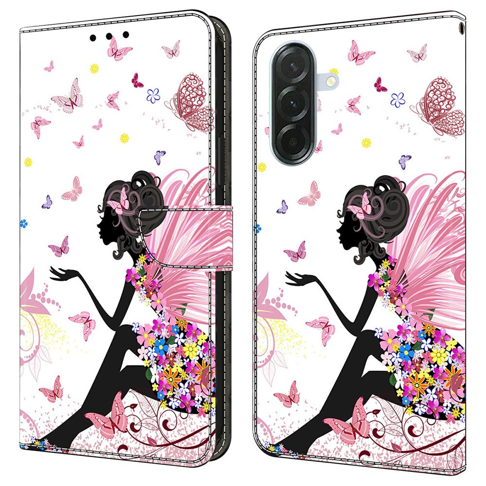 For Samsung Galaxy A57 5G Case Foldable Stand Wallet Pattern Printing PU Leather Flip Phone Cover - Butterfly Woman