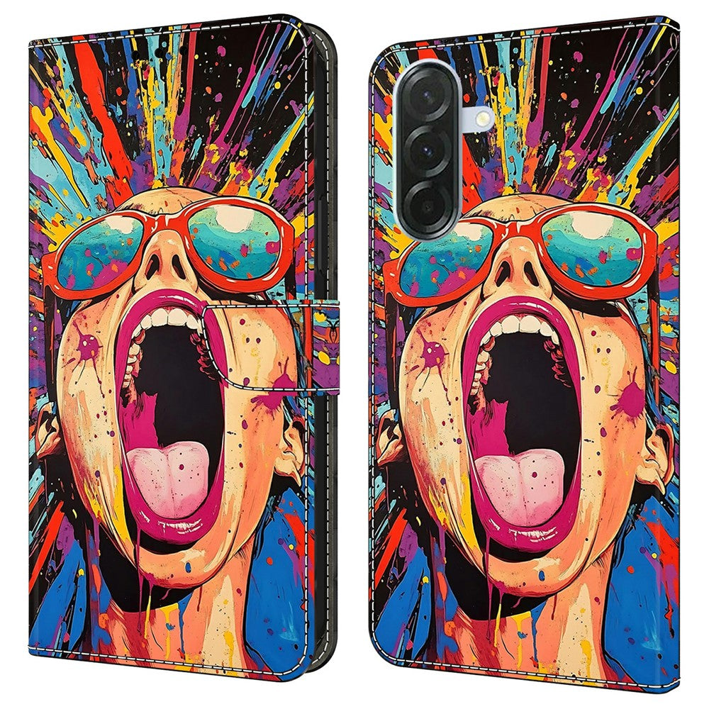For Samsung Galaxy A57 5G Case Foldable Stand Wallet Pattern Printing PU Leather Flip Phone Cover - Graffiti Scream
