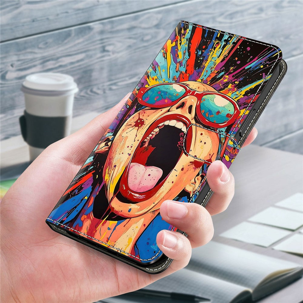 For Samsung Galaxy A57 5G Case Foldable Stand Wallet Pattern Printing PU Leather Flip Phone Cover - Graffiti Scream