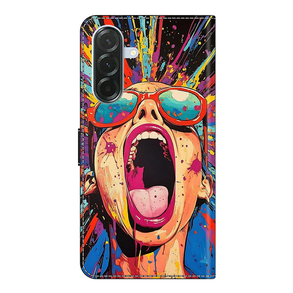 For Samsung Galaxy A57 5G Case Foldable Stand Wallet Pattern Printing PU Leather Flip Phone Cover - Graffiti Scream