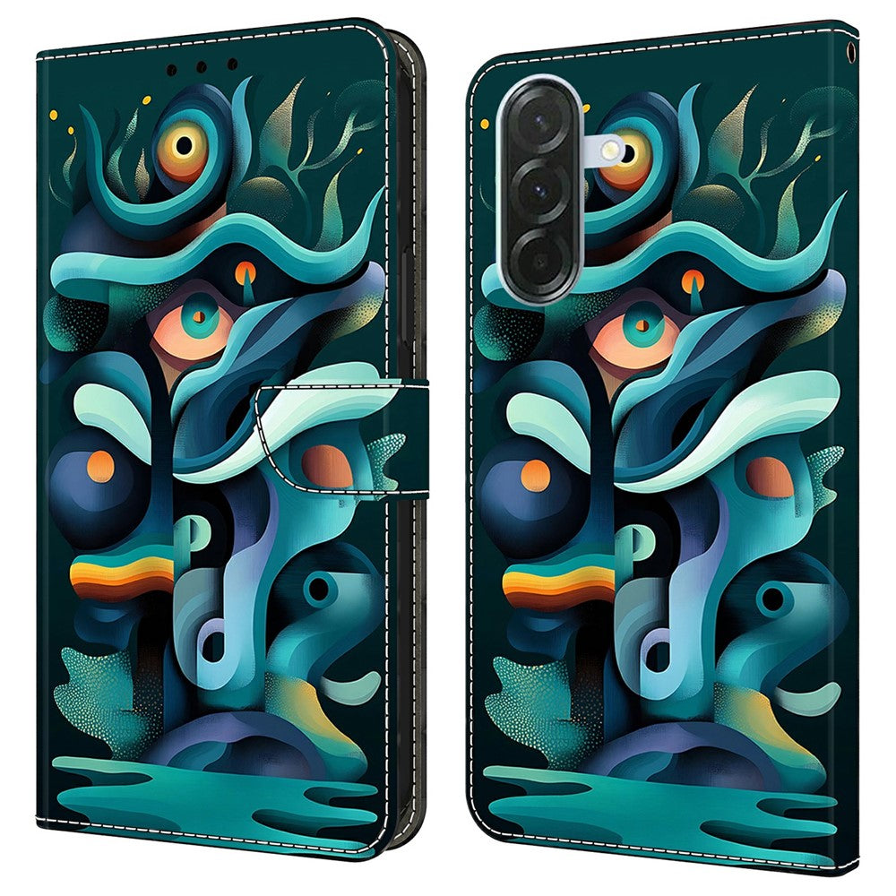 For Samsung Galaxy A57 5G Case Foldable Stand Wallet Pattern Printing PU Leather Flip Phone Cover - Graffiti Green Shadow