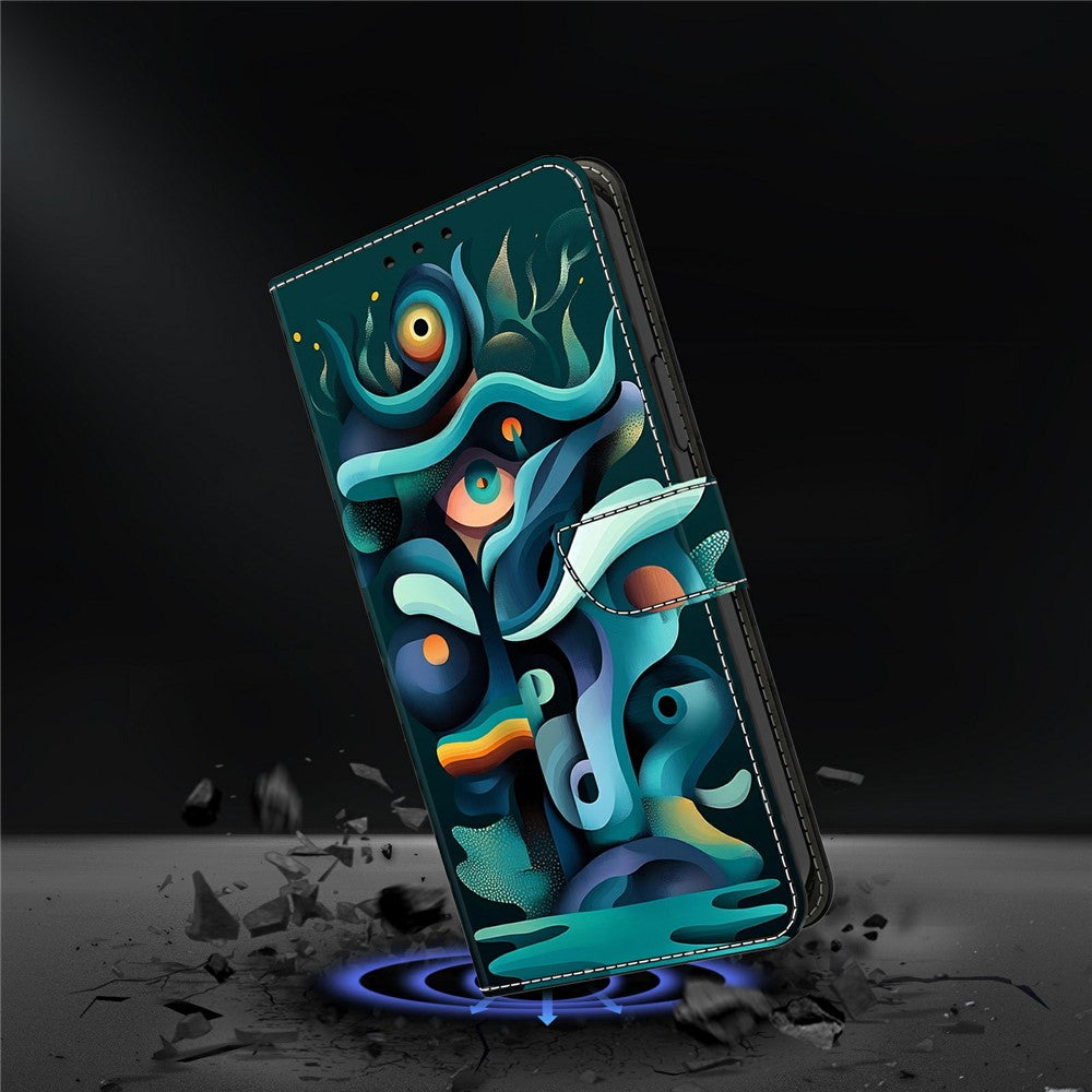 For Samsung Galaxy A57 5G Case Foldable Stand Wallet Pattern Printing PU Leather Flip Phone Cover - Graffiti Green Shadow