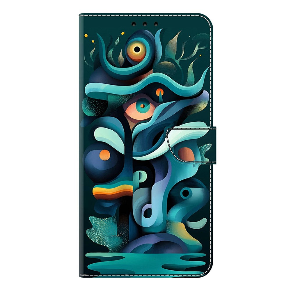 For Samsung Galaxy A57 5G Case Foldable Stand Wallet Pattern Printing PU Leather Flip Phone Cover - Graffiti Green Shadow