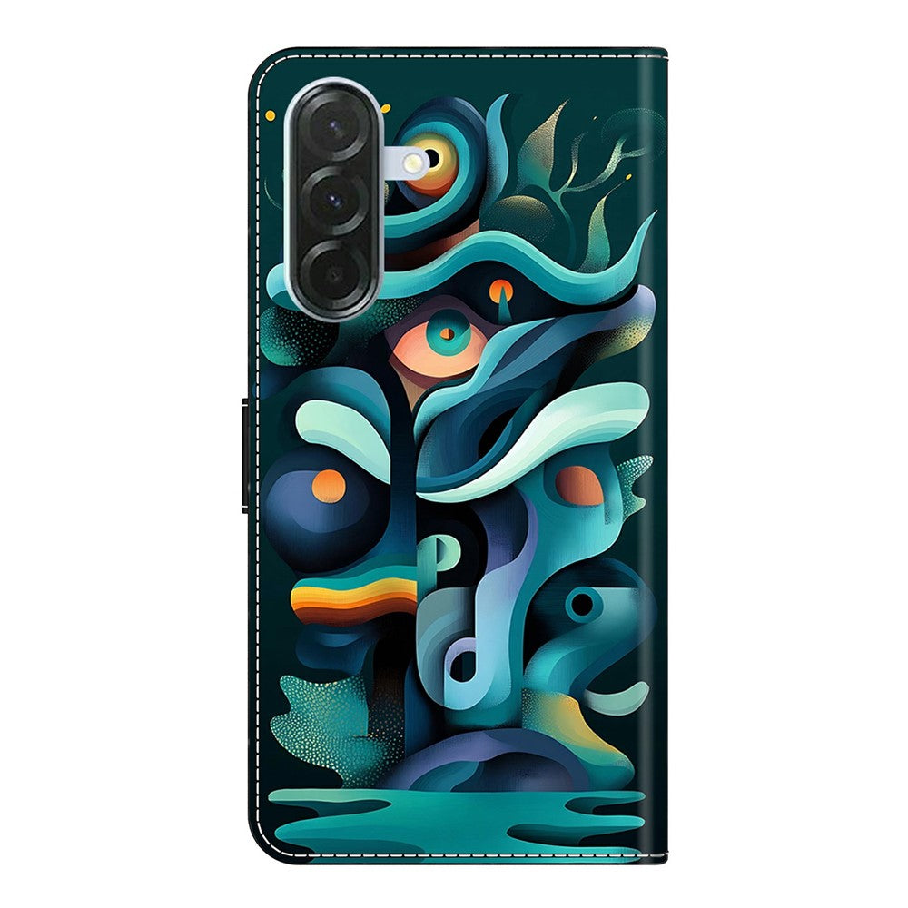 For Samsung Galaxy A57 5G Case Foldable Stand Wallet Pattern Printing PU Leather Flip Phone Cover - Graffiti Green Shadow
