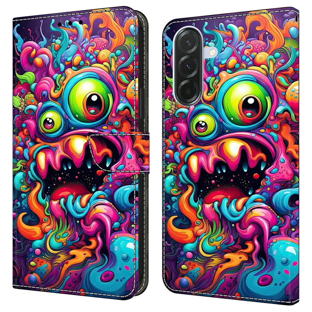 For Samsung Galaxy A57 5G Case Foldable Stand Wallet Pattern Printing PU Leather Flip Phone Cover - Graffiti Qilin
