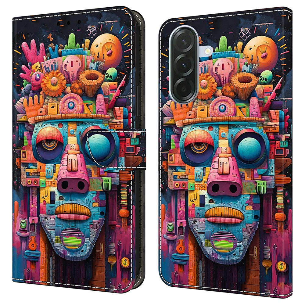 For Samsung Galaxy A57 5G Case Foldable Stand Wallet Pattern Printing PU Leather Flip Phone Cover - Graffiti Portrait