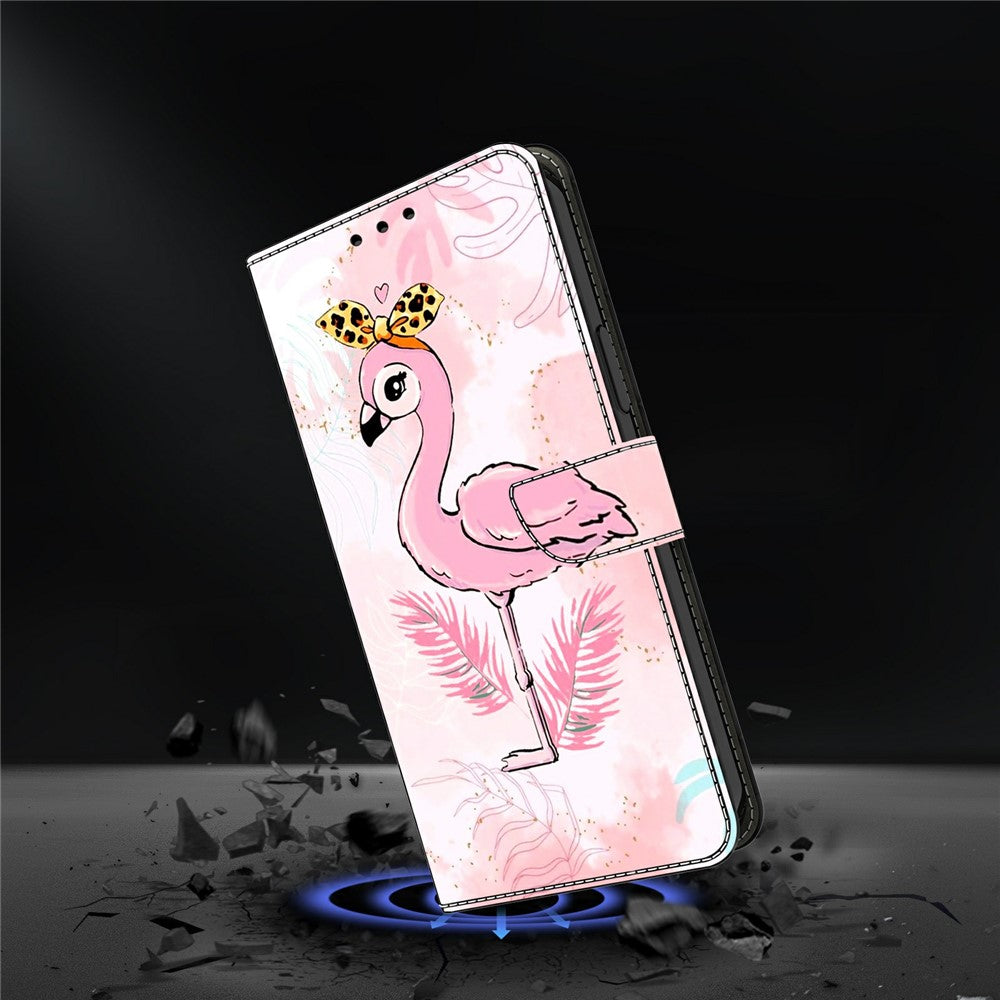For Samsung Galaxy A57 5G Case Foldable Stand Wallet Pattern Printing PU Leather Flip Phone Cover - Pink Bird