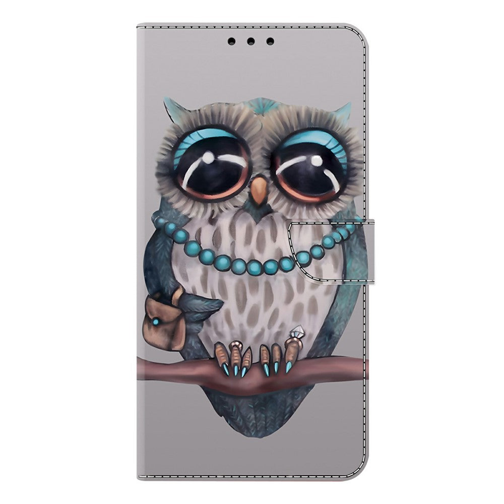 For Samsung Galaxy A57 5G Case Foldable Stand Wallet Pattern Printing PU Leather Flip Phone Cover - Necklace Owl