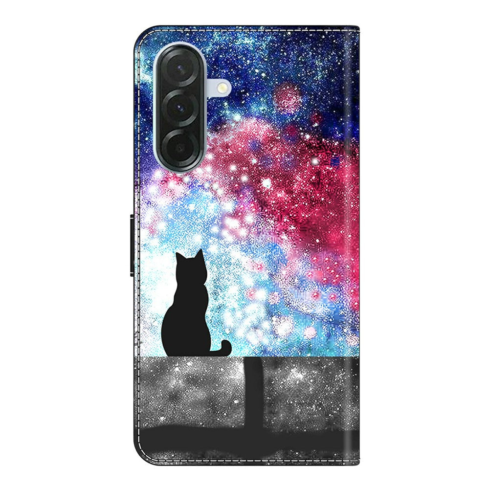 For Samsung Galaxy A57 5G Case Foldable Stand Wallet Pattern Printing PU Leather Flip Phone Cover - Starry Sky Cat