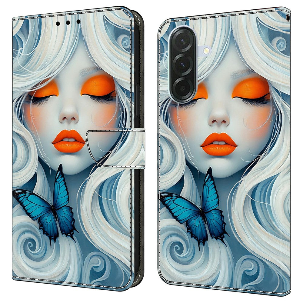 For Samsung Galaxy A57 5G Case Foldable Stand Wallet Pattern Printing PU Leather Flip Phone Cover - Snow Woman
