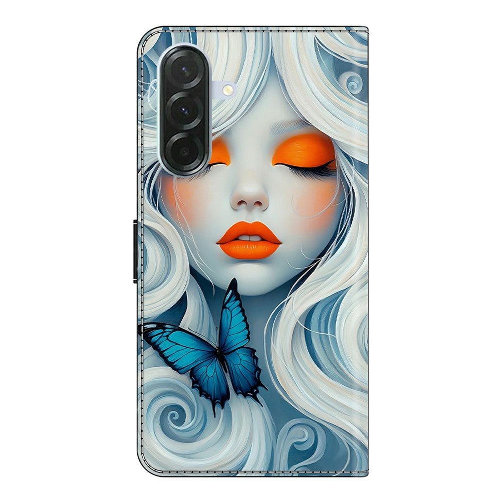 For Samsung Galaxy A57 5G Case Foldable Stand Wallet Pattern Printing PU Leather Flip Phone Cover - Snow Woman