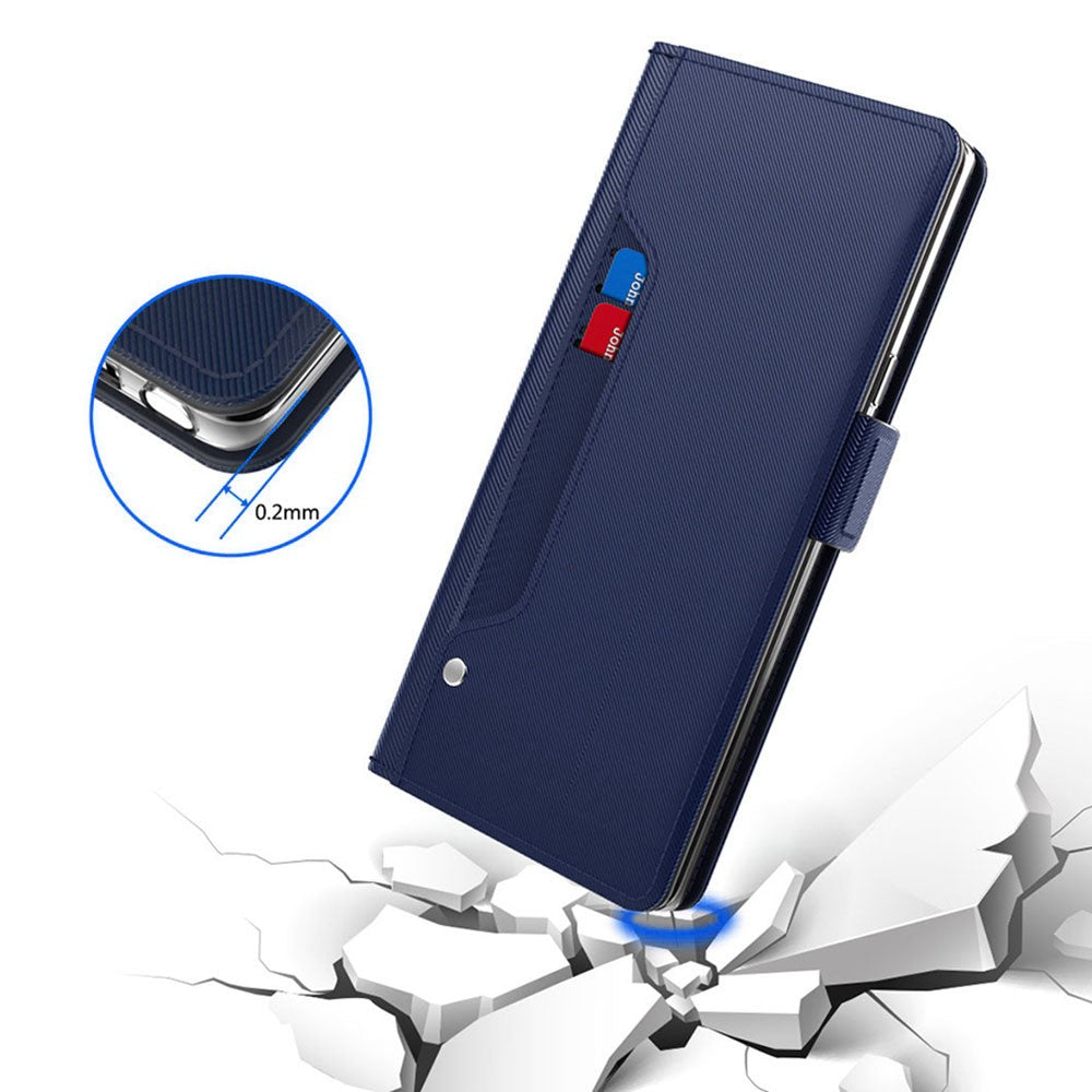 Phone Case For Motorola Moto G67 Power 5G  /  G100 5G (2025)  Stand PU Leather Phone Cover Card Holder Mirror   - Blue