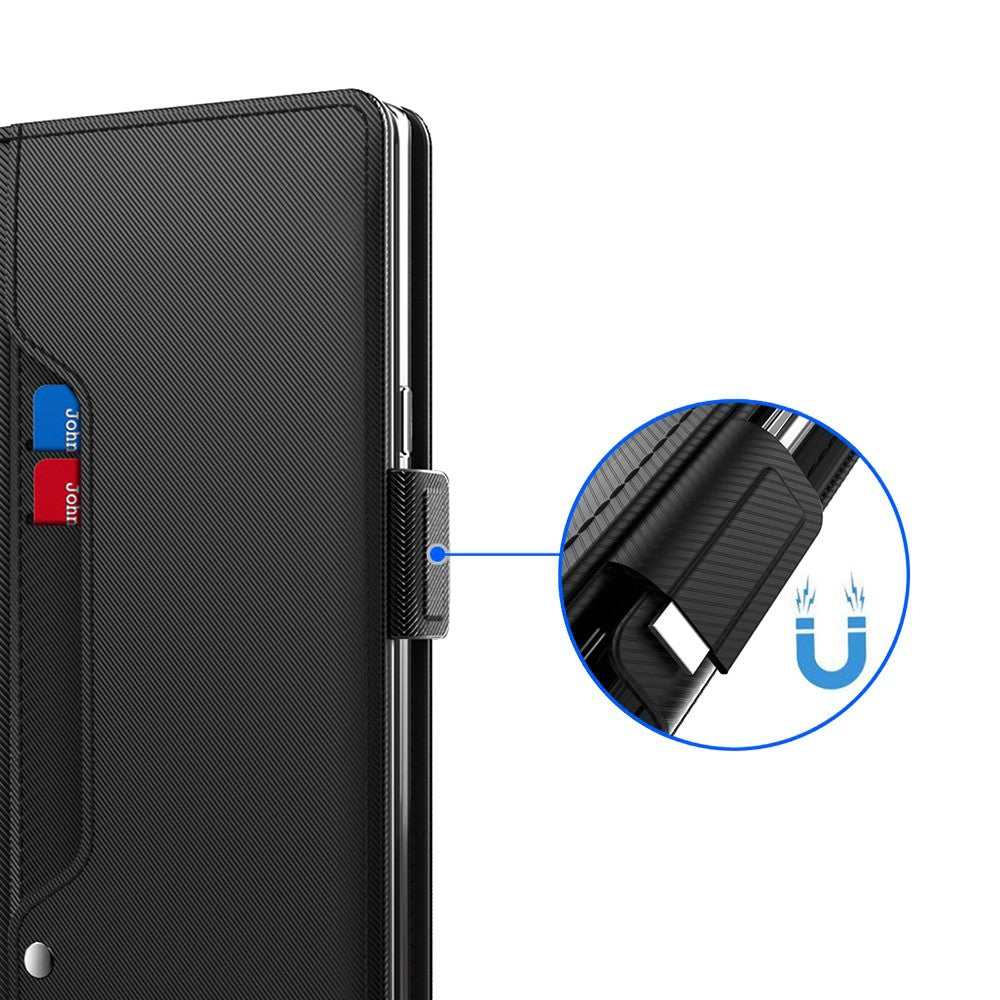 For Samsung Galaxy A57 5G Case Stand PU Leather Phone Cover Card Holder Mirror - Black