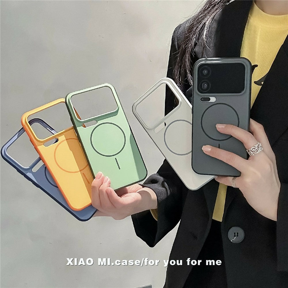 For Xiaomi 17 Pro Max Magnetic Case Skin-touch TPU + PC Shockproof Phone Cover with Tempered Glass Magnetic Case - Dark Blue