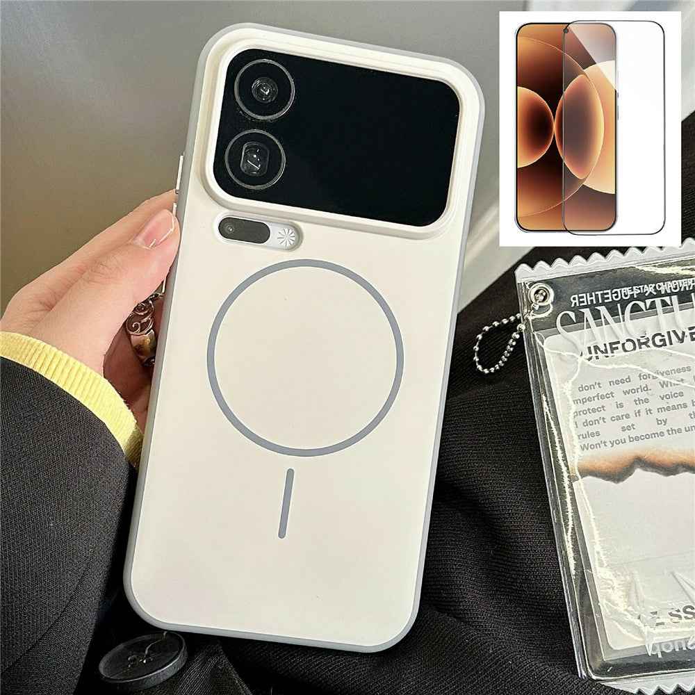 For Xiaomi 17 Pro Magnetic Case Skin-touch TPU + PC Shockproof Phone Cover with Tempered Glass  - Grey