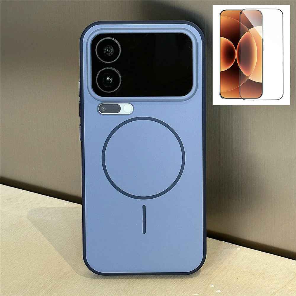 For Xiaomi 17 Pro Magnetic Case Skin-touch TPU + PC Shockproof Phone Cover with Tempered Glass  - Dark Blue