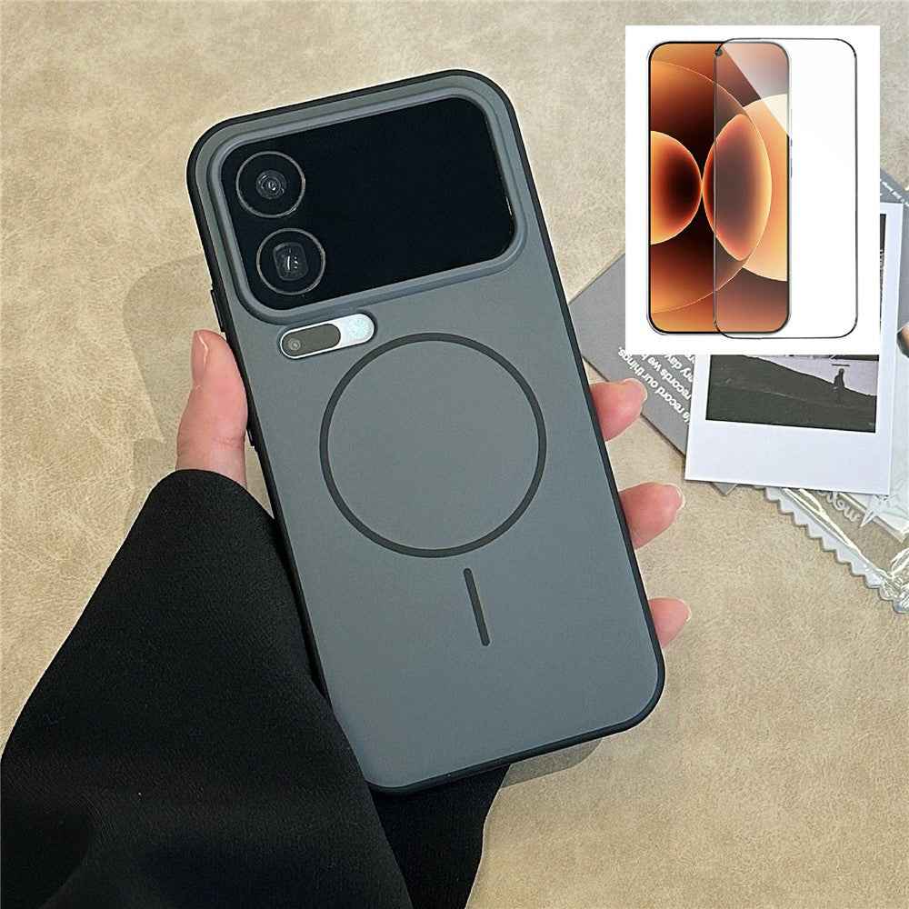 For Xiaomi 17 Pro Magnetic Case Skin-touch TPU + PC Shockproof Phone Cover with Tempered Glass  - Black