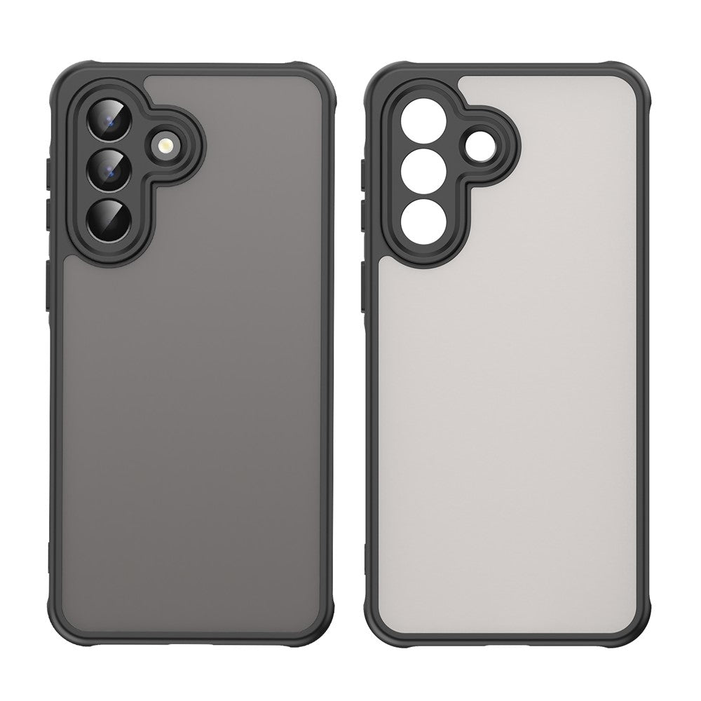 For Samsung Galaxy A57 5G Case Drop Proof Airbags Frosted Translucent PC + TPU Phone Back Cover - Black