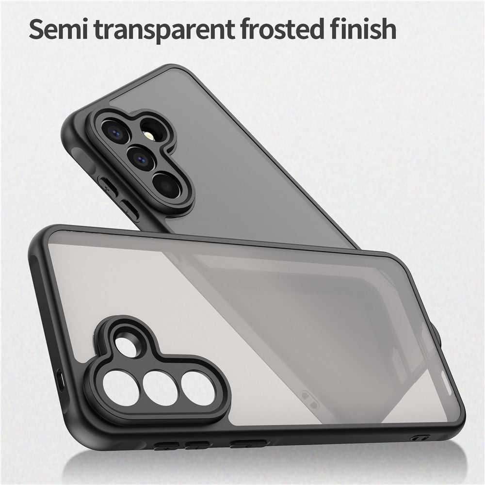 For Samsung Galaxy A57 5G Case Drop Proof Airbags Frosted Translucent PC + TPU Phone Back Cover - Black