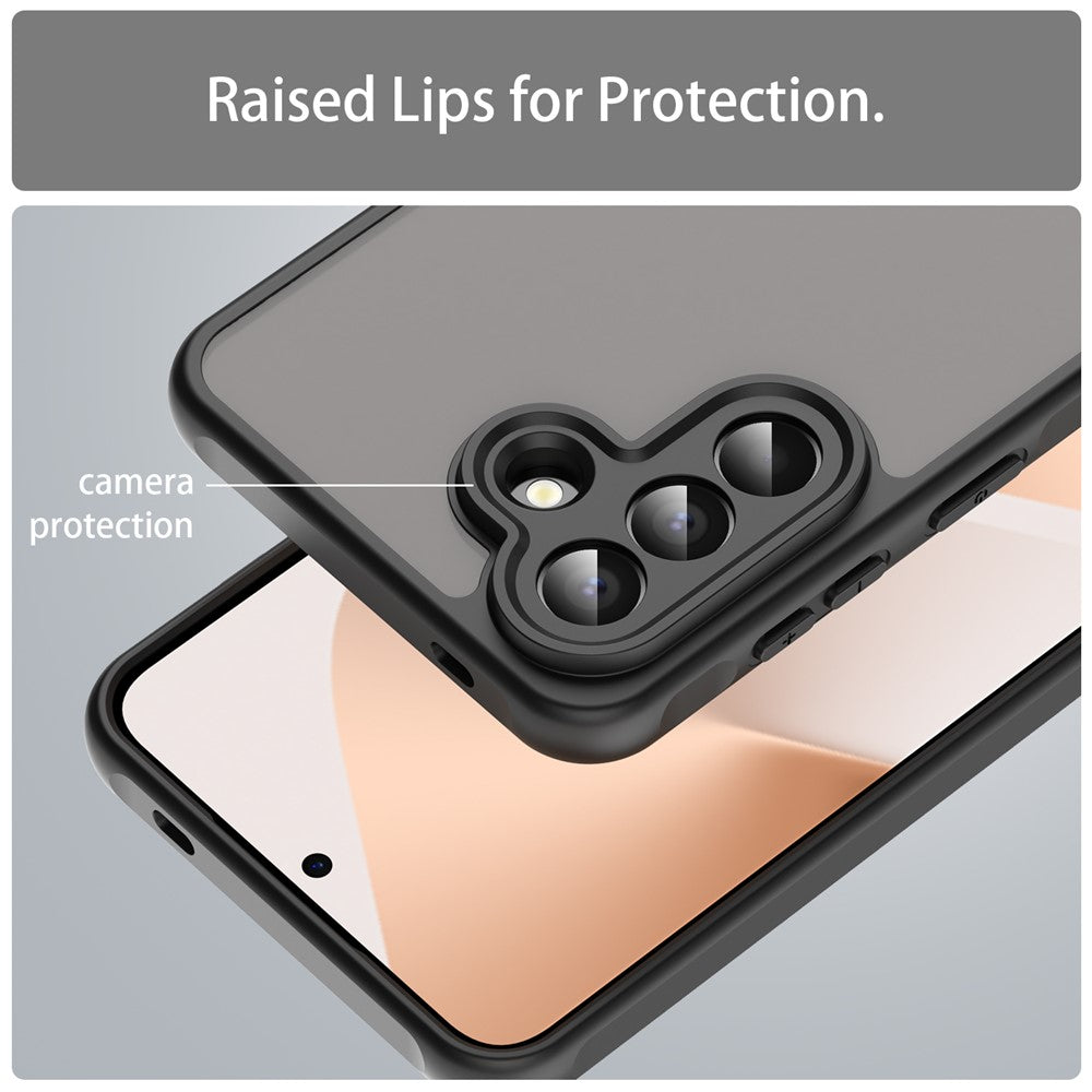 For Samsung Galaxy A57 5G Case Drop Proof Airbags Frosted Translucent PC + TPU Phone Back Cover - Black