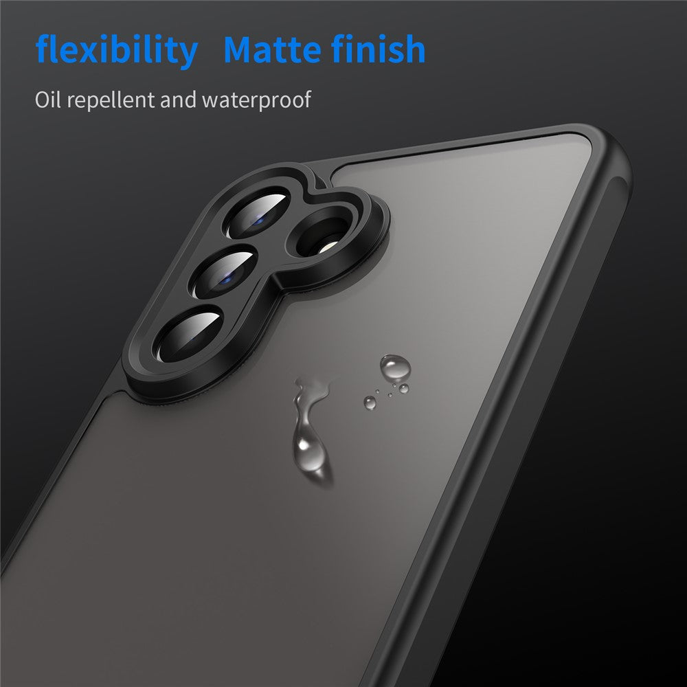 For Samsung Galaxy A57 5G Case Drop Proof Airbags Frosted Translucent PC + TPU Phone Back Cover - Black
