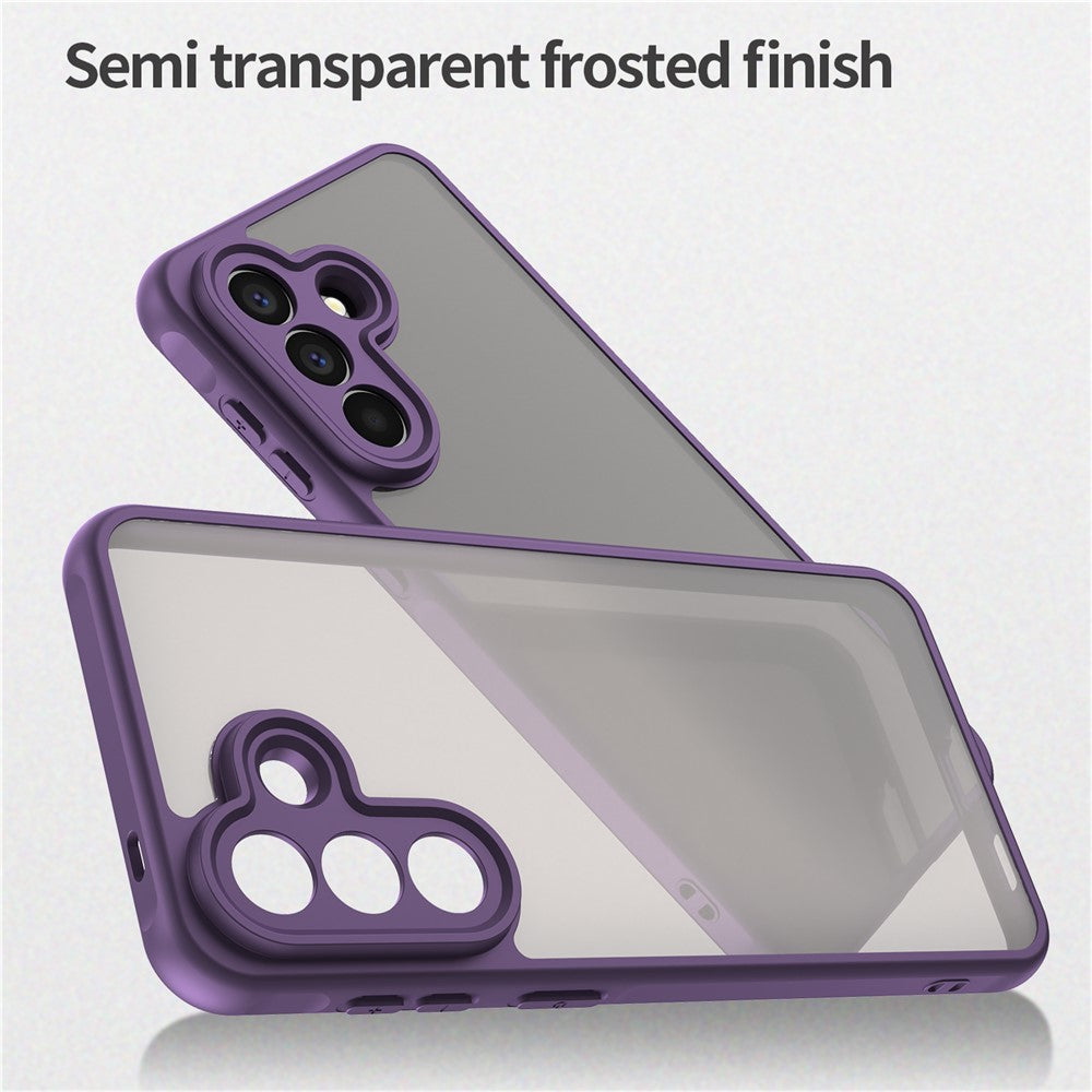 For Samsung Galaxy A57 5G Case Drop Proof Airbags Frosted Translucent PC + TPU Phone Back Cover - Purple