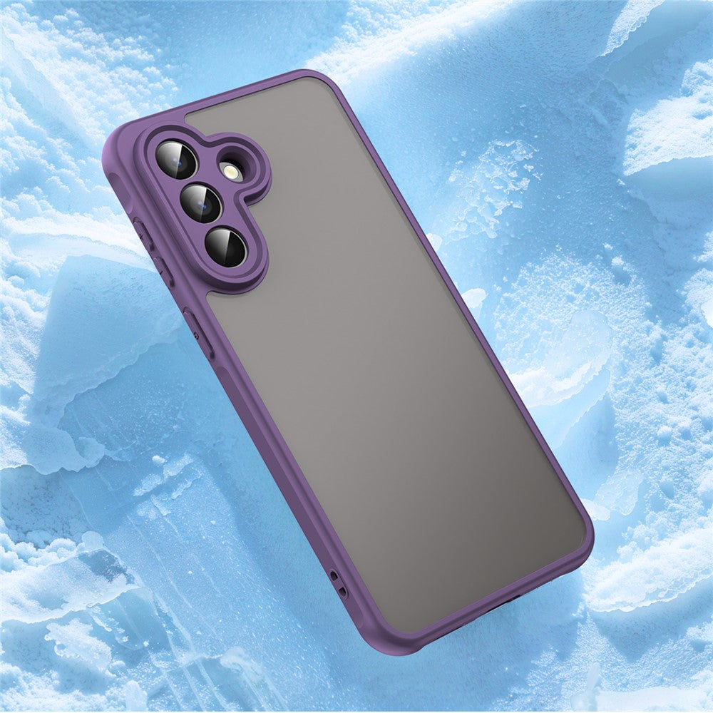 For Samsung Galaxy A57 5G Case Drop Proof Airbags Frosted Translucent PC + TPU Phone Back Cover - Purple