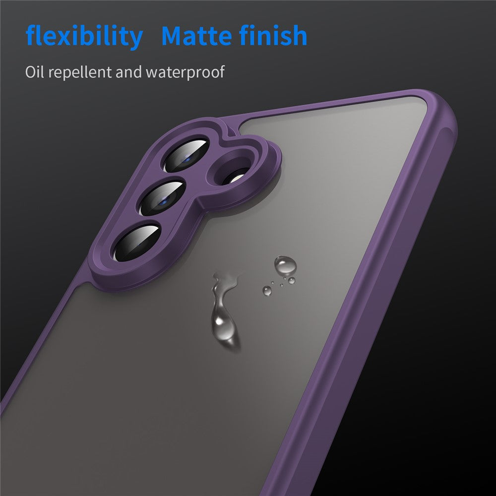 For Samsung Galaxy A57 5G Case Drop Proof Airbags Frosted Translucent PC + TPU Phone Back Cover - Purple