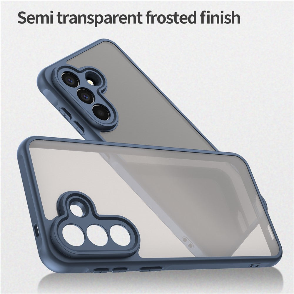 For Samsung Galaxy A57 5G Case Drop Proof Airbags Frosted Translucent PC + TPU Phone Back Cover - Blue