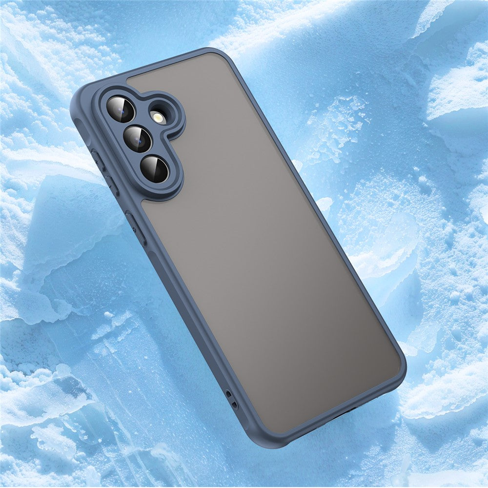 For Samsung Galaxy A57 5G Case Drop Proof Airbags Frosted Translucent PC + TPU Phone Back Cover - Blue