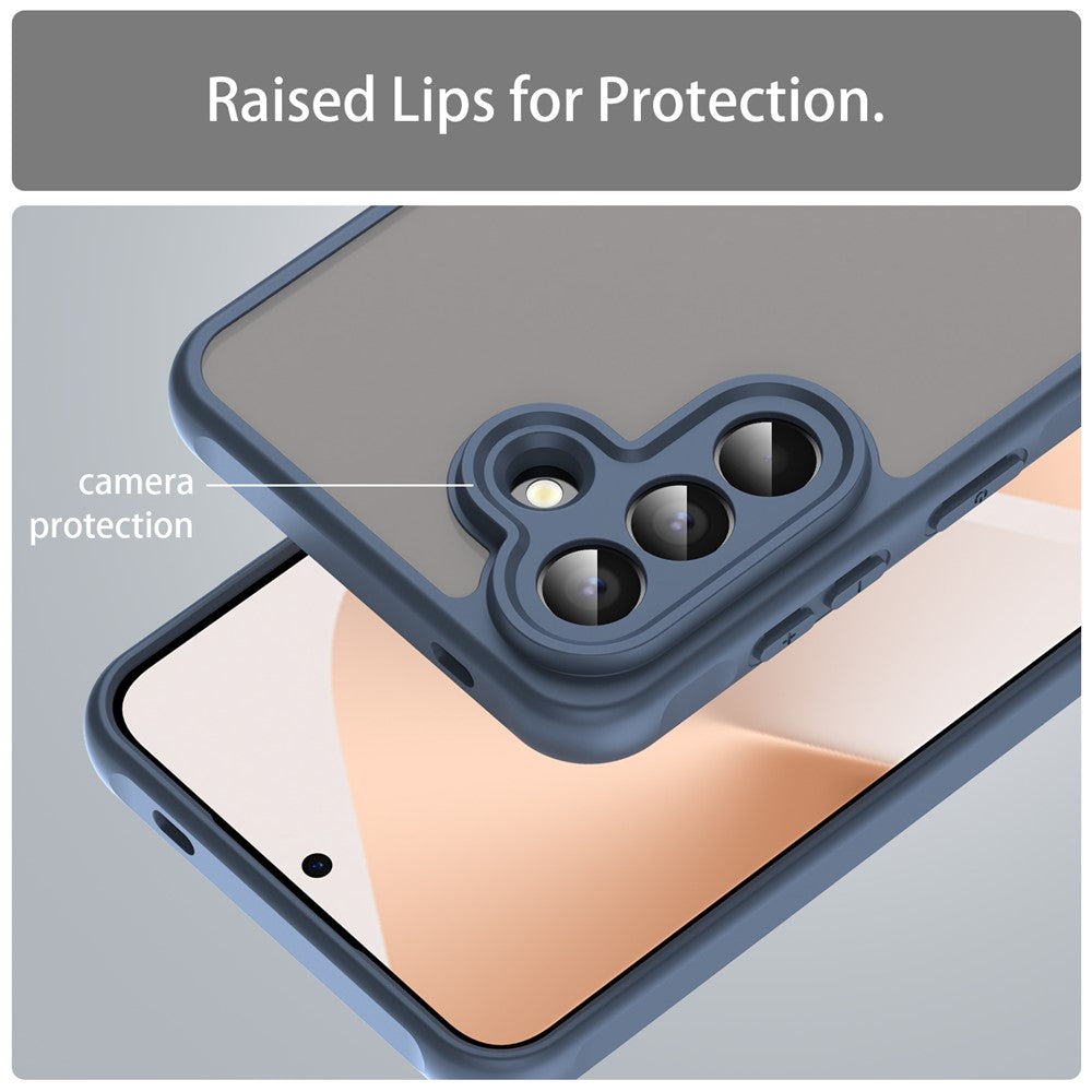 For Samsung Galaxy A57 5G Case Drop Proof Airbags Frosted Translucent PC + TPU Phone Back Cover - Blue