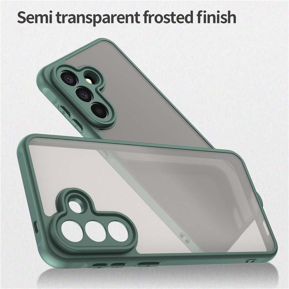 For Samsung Galaxy A57 5G Case Drop Proof Airbags Frosted Translucent PC + TPU Phone Back Cover - Green