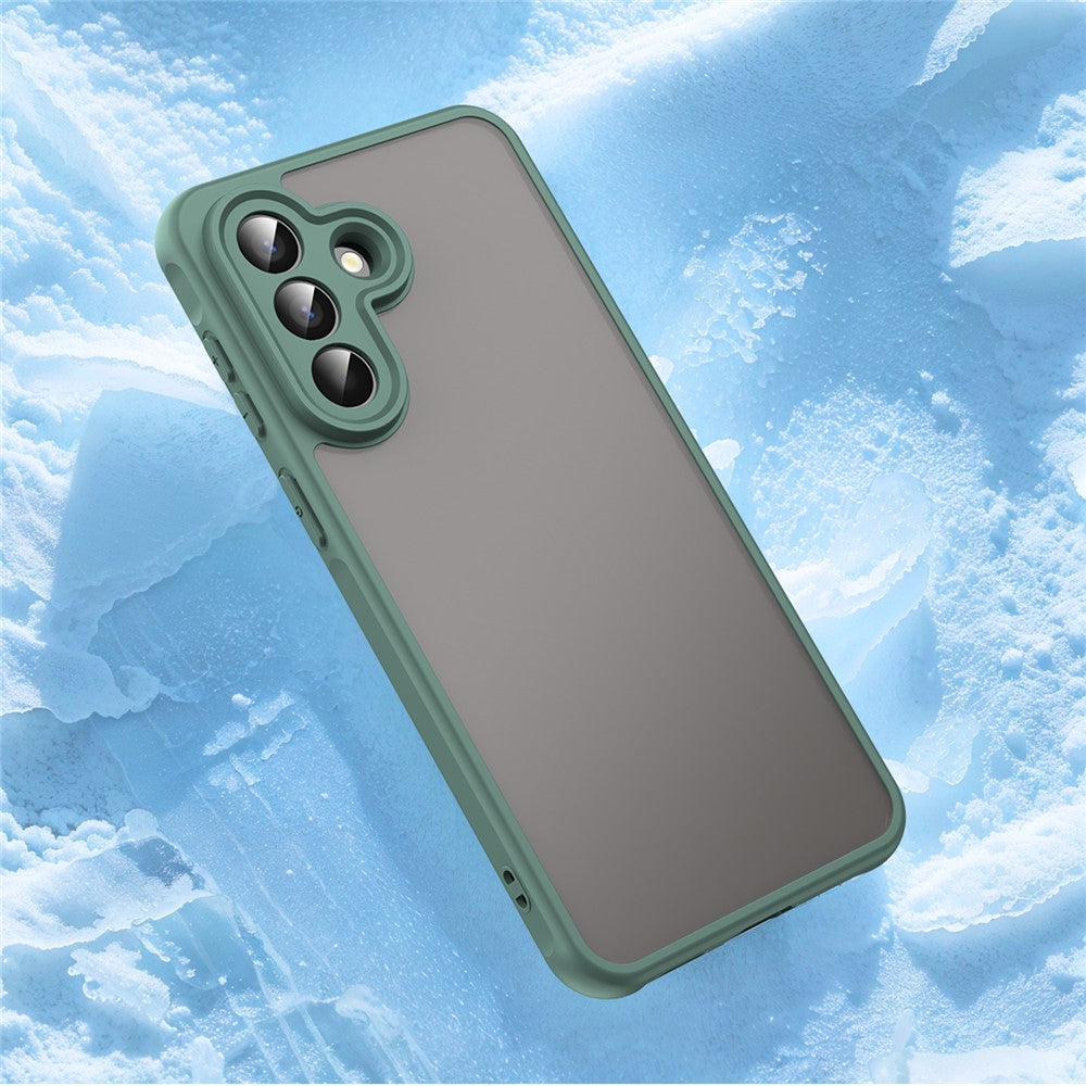 For Samsung Galaxy A57 5G Case Drop Proof Airbags Frosted Translucent PC + TPU Phone Back Cover - Green
