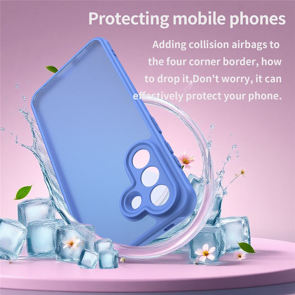 For Samsung Galaxy A57 5G Case Drop Proof Airbags Frosted Translucent PC + TPU Phone Back Cover - Baby Blue
