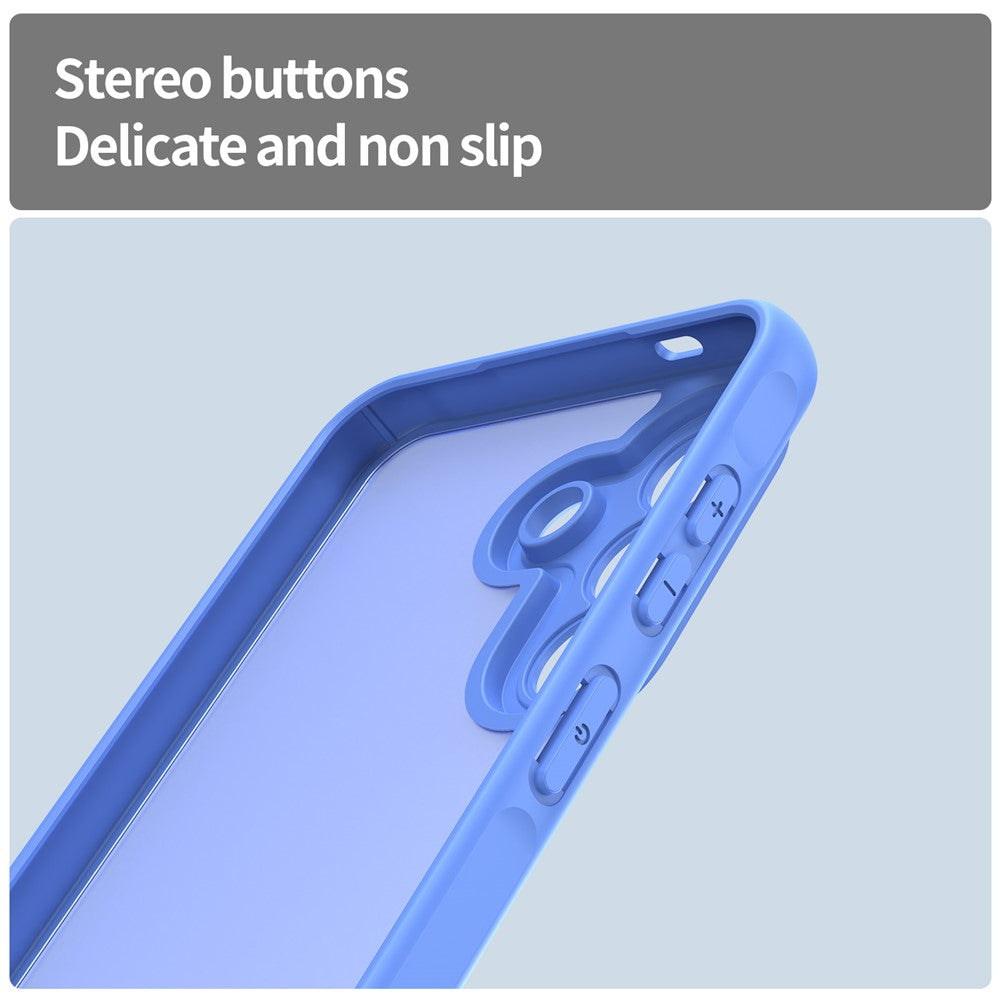 For Samsung Galaxy A57 5G Case Drop Proof Airbags Frosted Translucent PC + TPU Phone Back Cover - Baby Blue
