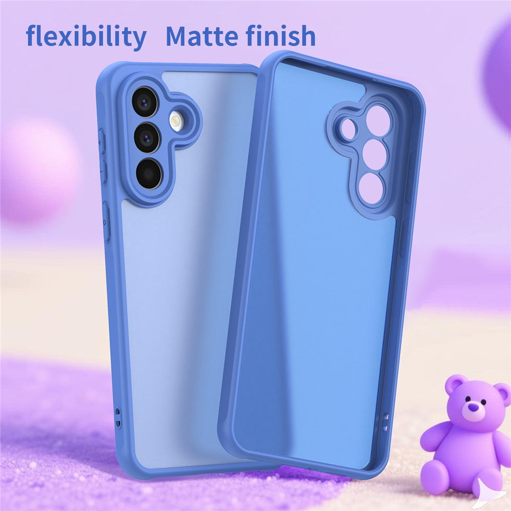 For Samsung Galaxy A57 5G Case Drop Proof Airbags Frosted Translucent PC + TPU Phone Back Cover - Baby Blue