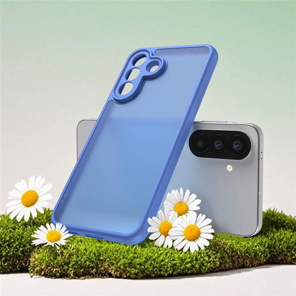 For Samsung Galaxy A57 5G Case Drop Proof Airbags Frosted Translucent PC + TPU Phone Back Cover - Baby Blue
