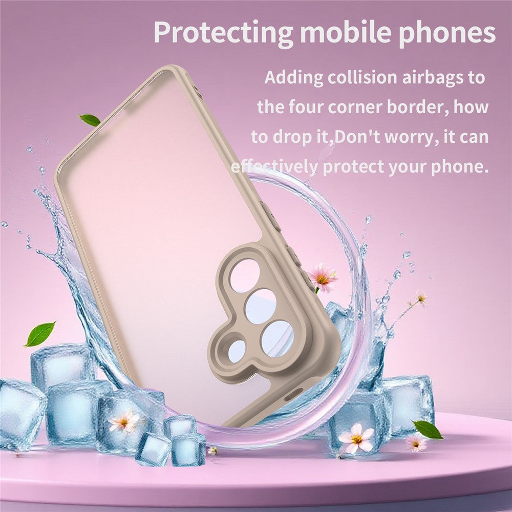 For Samsung Galaxy A57 5G Case Drop Proof Airbags Frosted Translucent PC + TPU Phone Back Cover - Orange