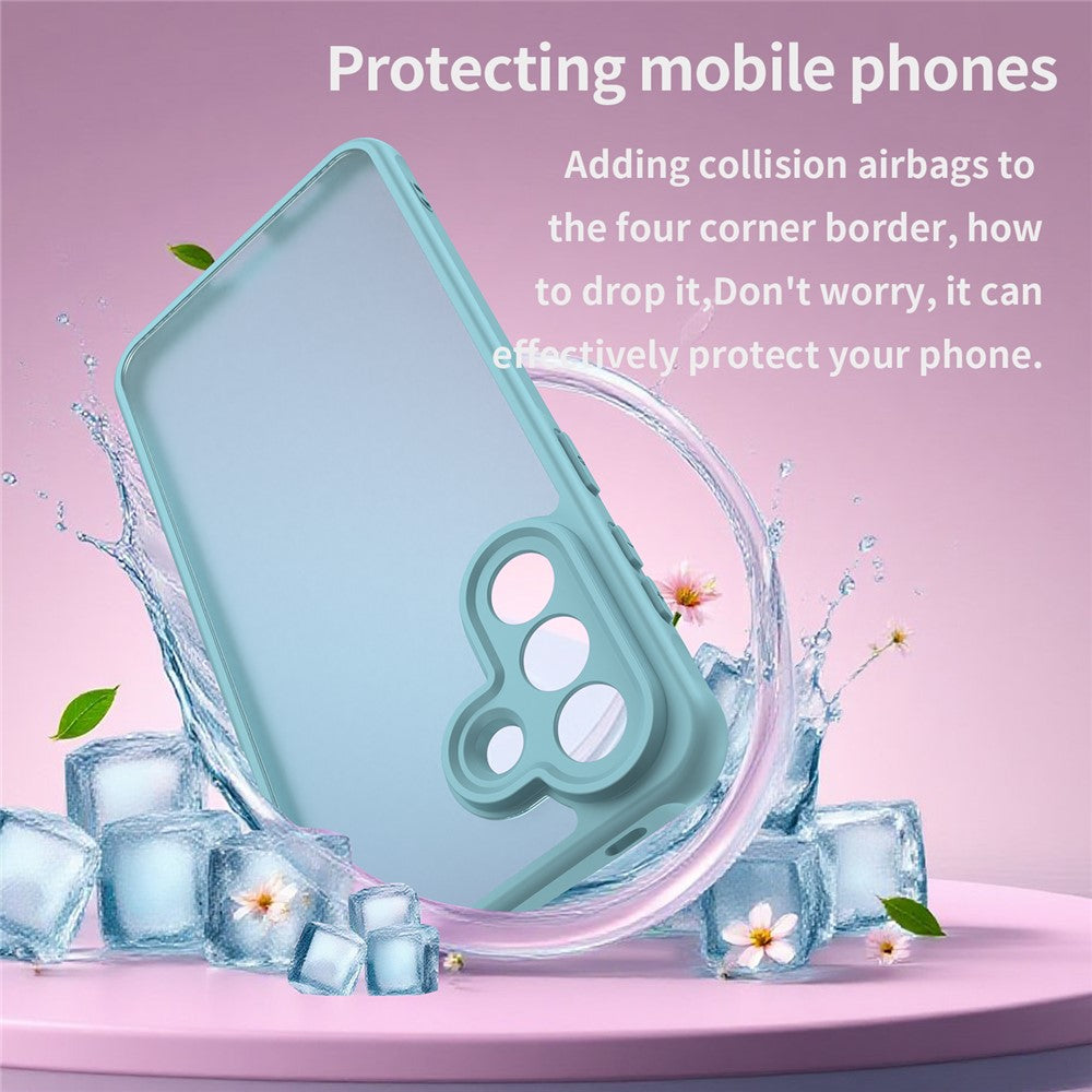 For Samsung Galaxy A57 5G Case Drop Proof Airbags Frosted Translucent PC + TPU Phone Back Cover - Light Green