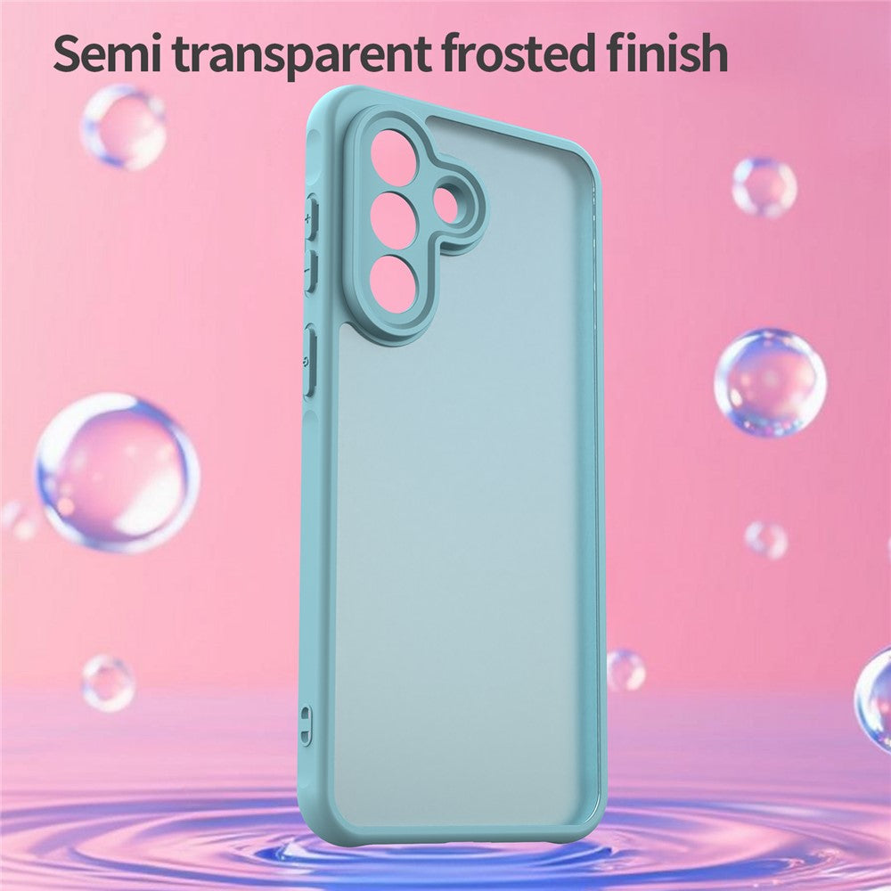 For Samsung Galaxy A57 5G Case Drop Proof Airbags Frosted Translucent PC + TPU Phone Back Cover - Light Green