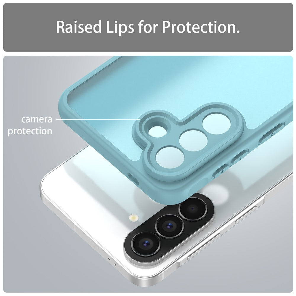 For Samsung Galaxy A57 5G Case Drop Proof Airbags Frosted Translucent PC + TPU Phone Back Cover - Light Green