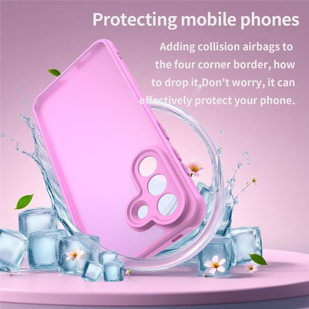 For Samsung Galaxy A57 5G Case Drop Proof Airbags Frosted Translucent PC + TPU Phone Back Cover - Light Purple