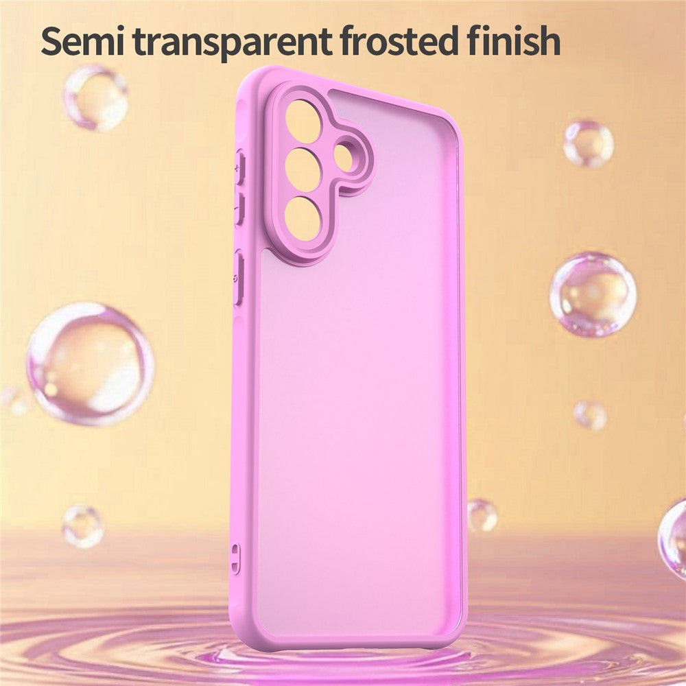 For Samsung Galaxy A57 5G Case Drop Proof Airbags Frosted Translucent PC + TPU Phone Back Cover - Light Purple
