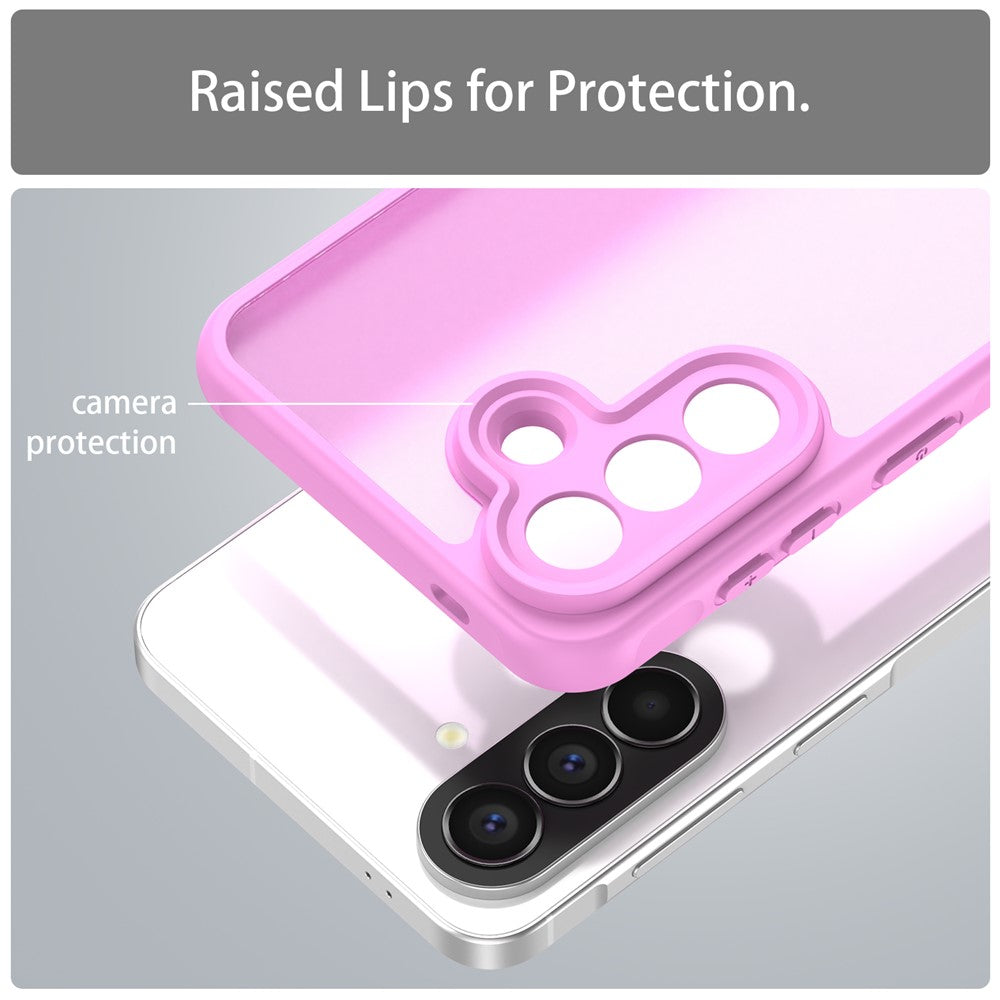 For Samsung Galaxy A57 5G Case Drop Proof Airbags Frosted Translucent PC + TPU Phone Back Cover - Light Purple