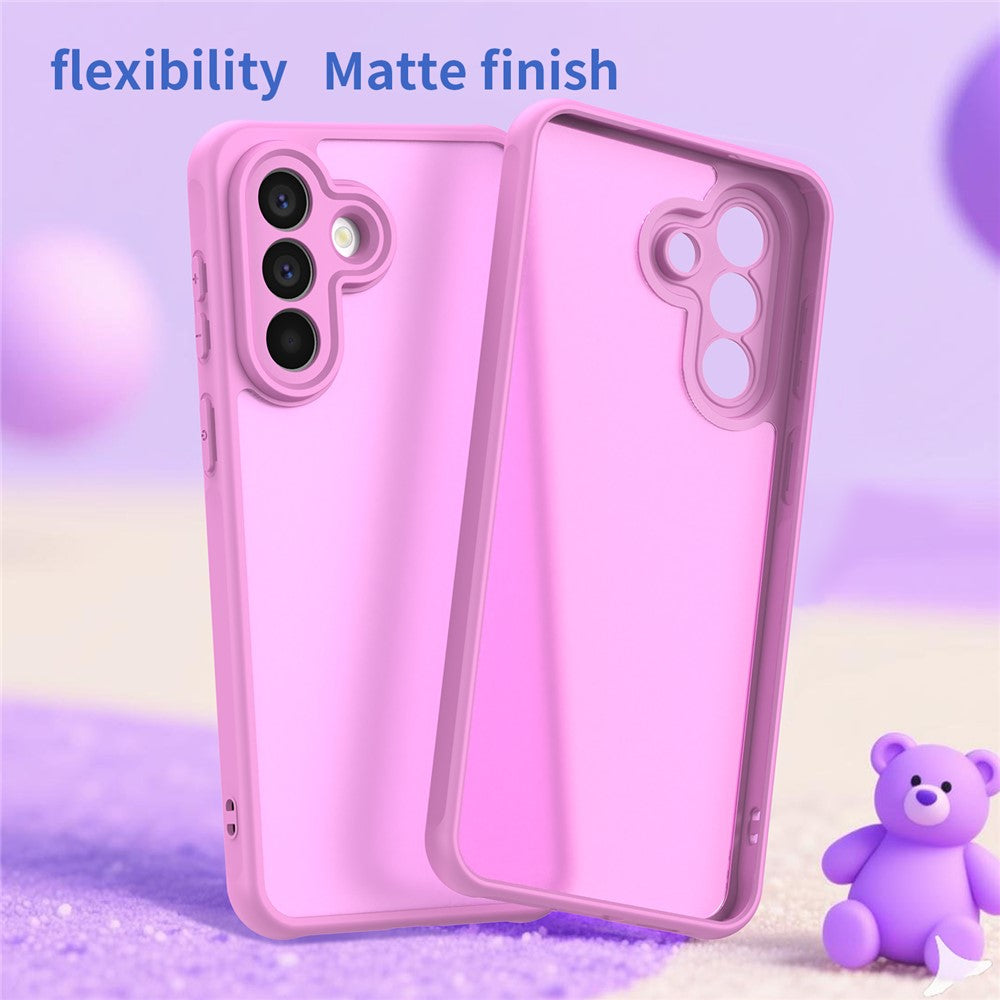 For Samsung Galaxy A57 5G Case Drop Proof Airbags Frosted Translucent PC + TPU Phone Back Cover - Light Purple