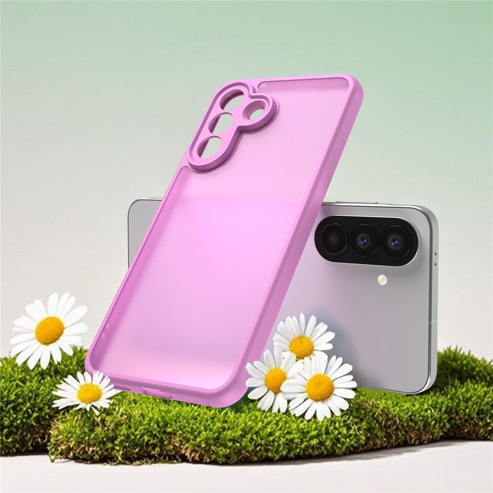 For Samsung Galaxy A57 5G Case Drop Proof Airbags Frosted Translucent PC + TPU Phone Back Cover - Light Purple