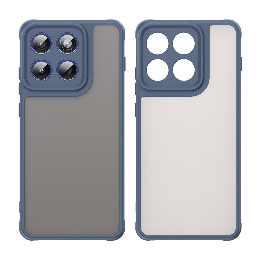 For Motorola Edge 70 5G Case Drop Proof Airbags Frosted Translucent PC + TPU Phone Back Cover - Blue