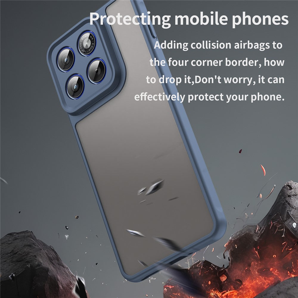 For Motorola Edge 70 5G Case Drop Proof Airbags Frosted Translucent PC + TPU Phone Back Cover - Blue