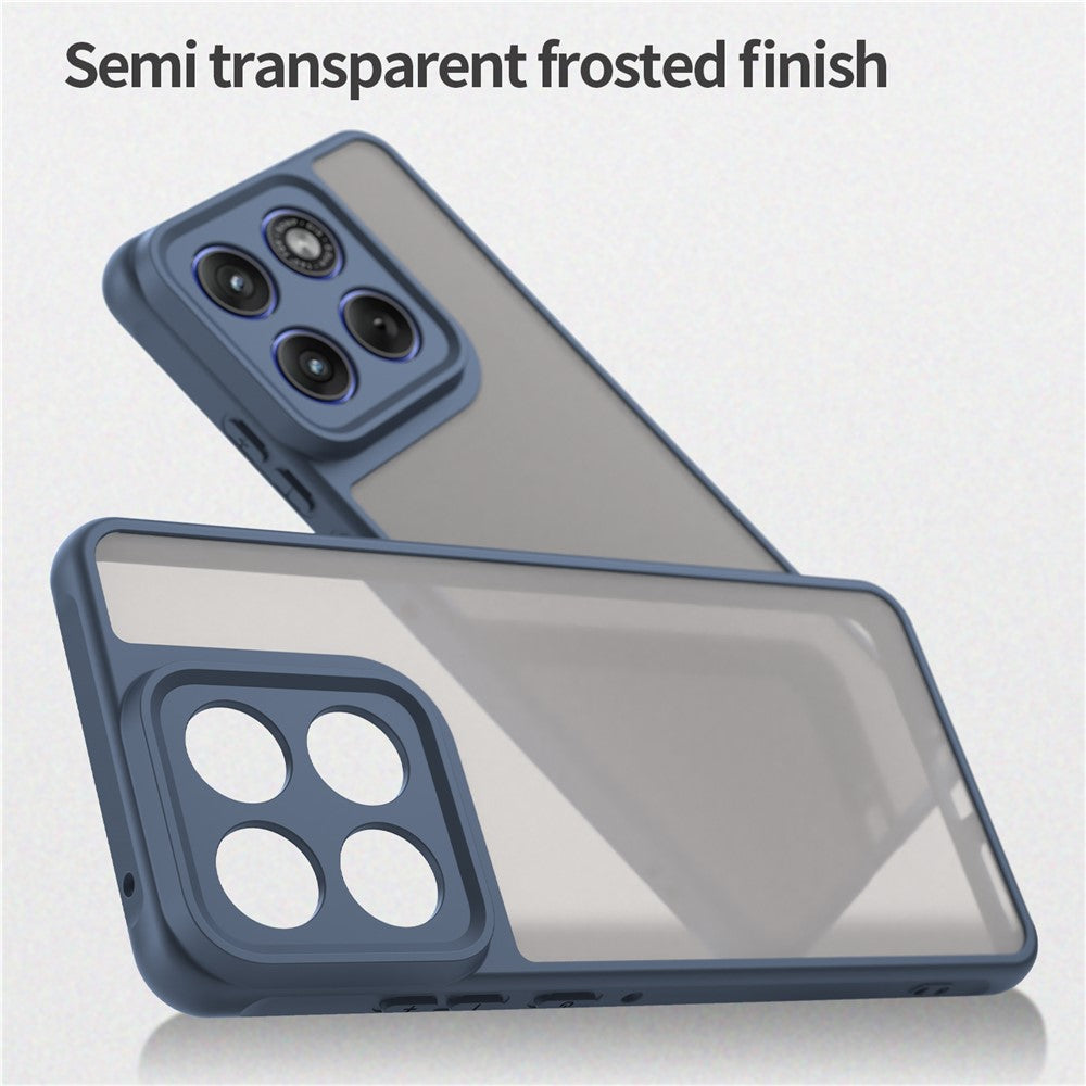 For Motorola Edge 70 5G Case Drop Proof Airbags Frosted Translucent PC + TPU Phone Back Cover - Blue